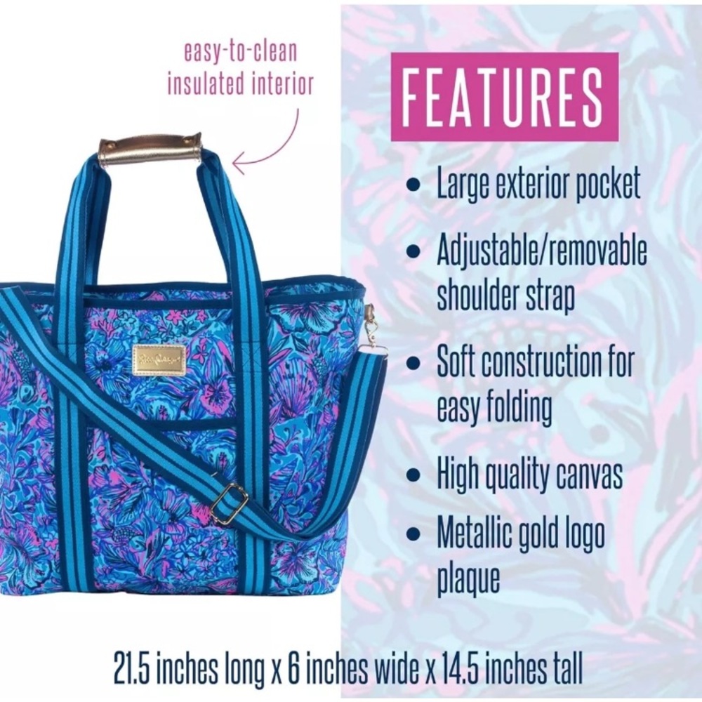 Lilly Pulitzer Insulated Soft Sided Picnic Beach Cooler Bag Shells N Bells